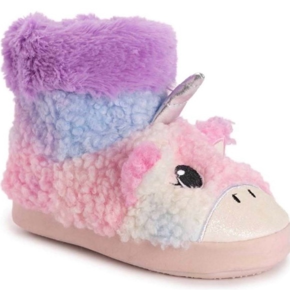 Muk Luks Summer Sunset Pink/Purple Unicorn Slippers Little Girls Size 1-2 - Picture 3 of 13